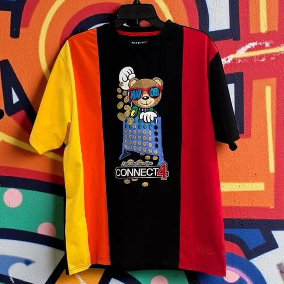 Makobi Bear Connect 4 Graphic Streetwear Multicolor T-Shirt Men’s L - Picture 1 of 14